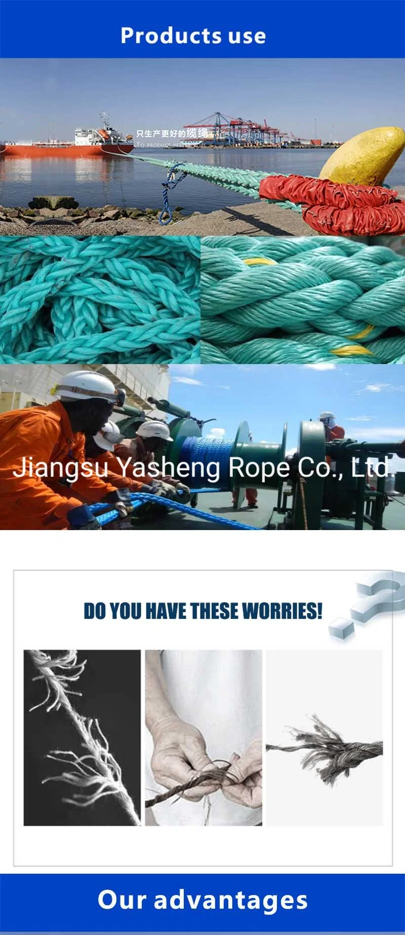 Yasheng-High Strength Marine Braided Rope 8/12 Strand PP Rope