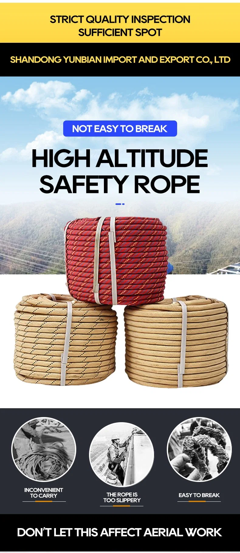 Manufacturer Directly Sells Outdoor Climbing and Climbing Quick-Drop Protection Wear-Resistant Safety Rope